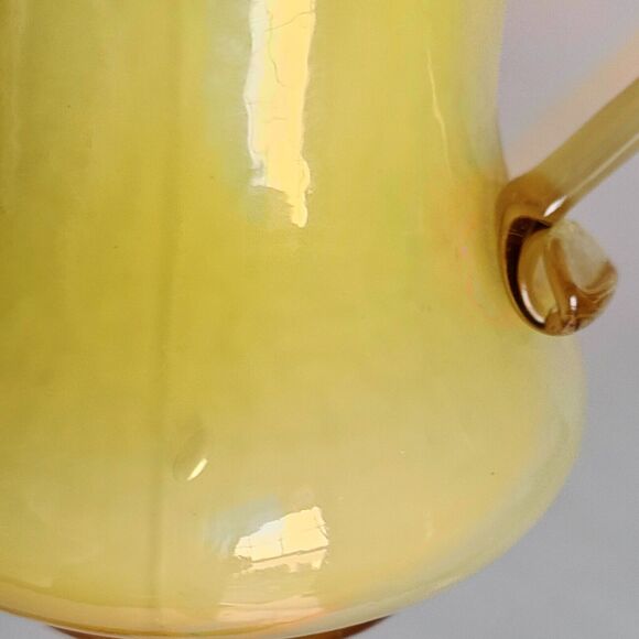 Vintage Fenton Layered Lemon Yellow White Creamer Pitcher Art Glass 4" - Picture 6 of 9